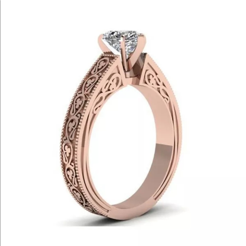 Rose gold and white topaz heart ring - Picture 6 of 6